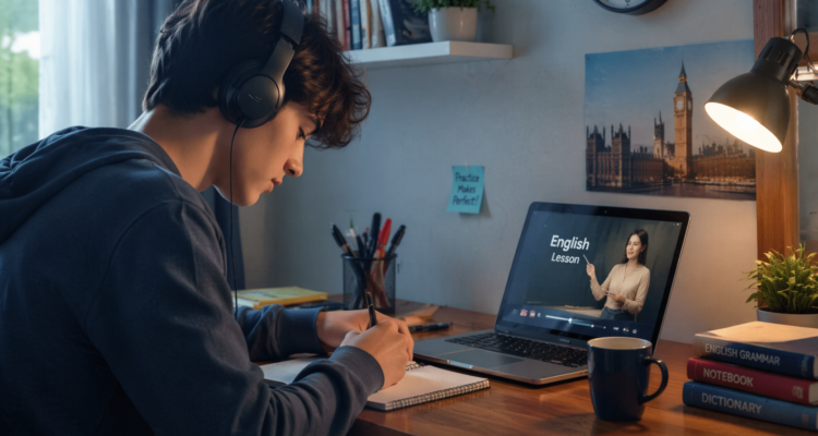 Focused study in a cozy space